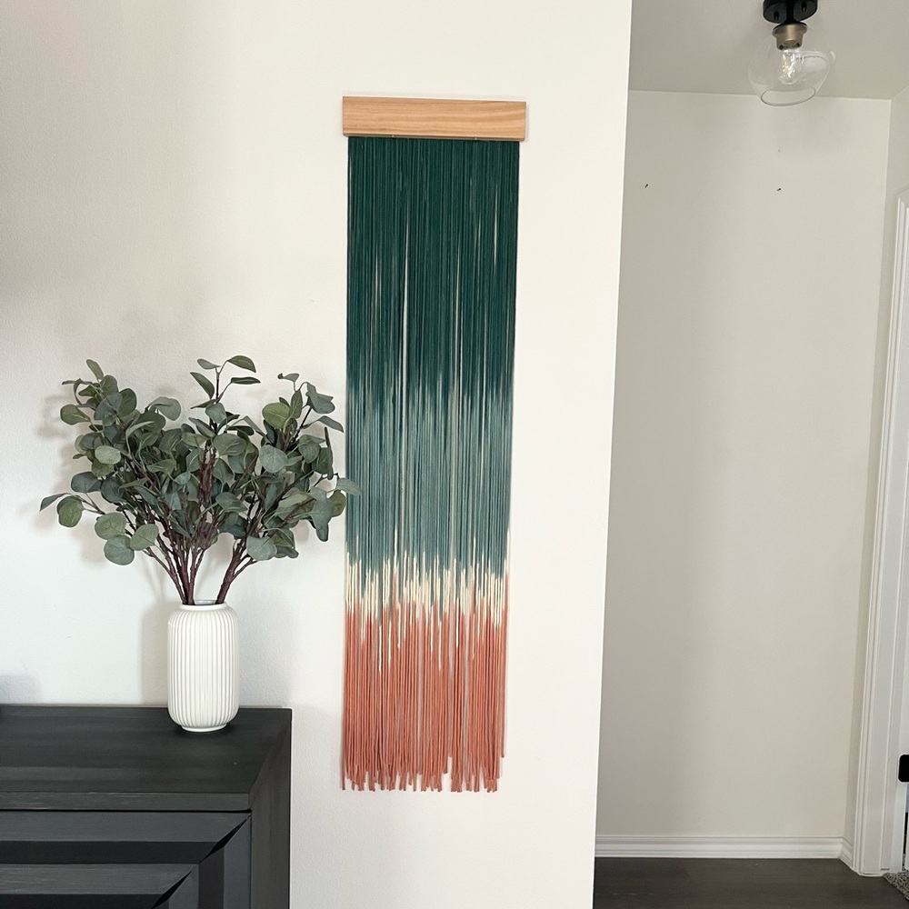 THE MIAMI III - Modern Dip Dyed Wall Art Hanging |Green, Sage, Coral